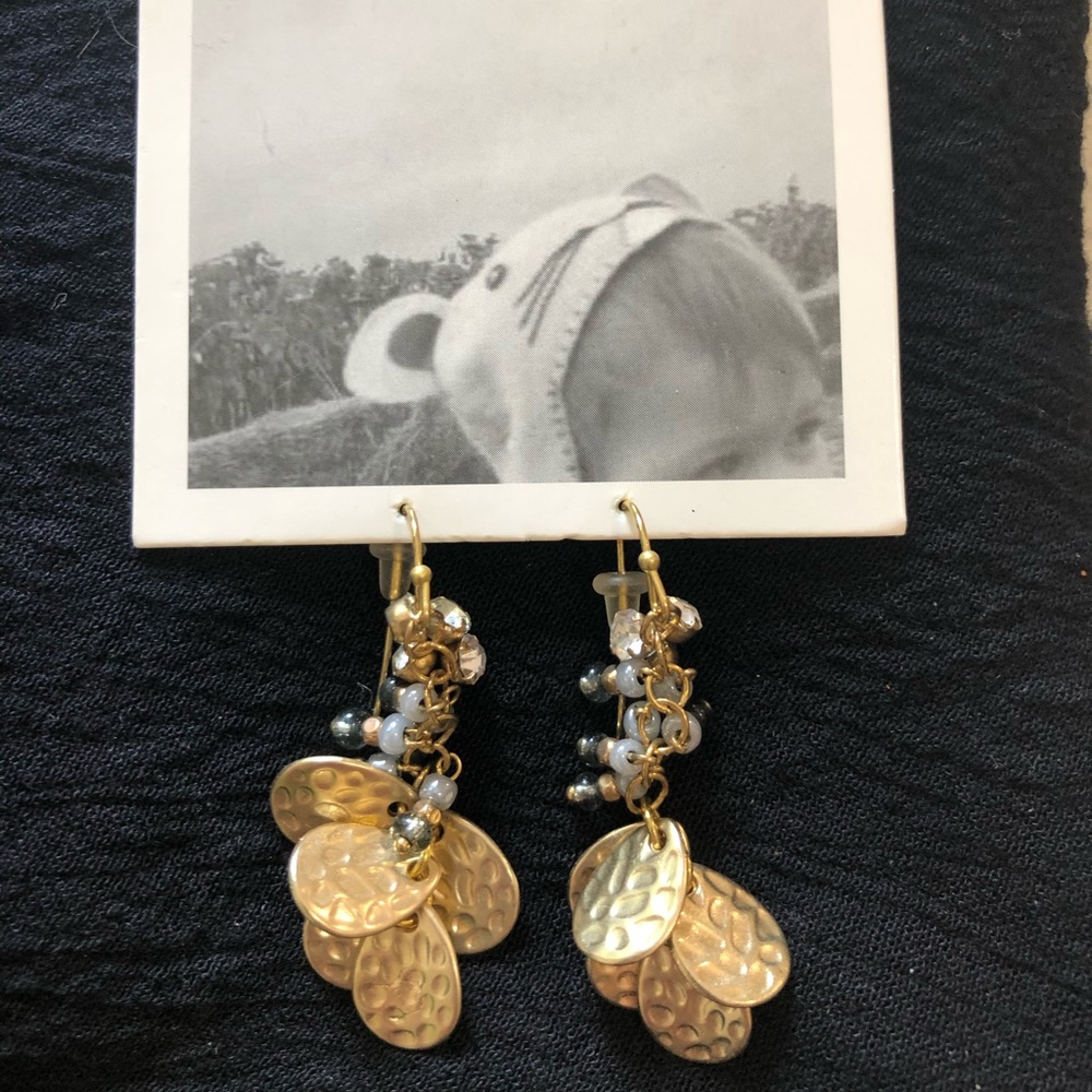 Anthropologie Leaf and Bead earrings New w Tags!